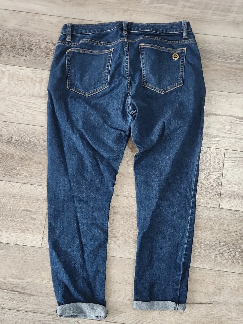 Michael Kors Dark Blue Capri Jeans with Gold Zippers
